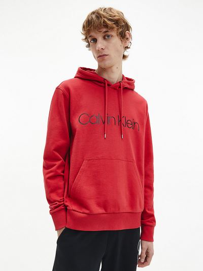 Calvin Klein Ruhák HU801532 | Calvin Klein Organic Cotton Logo Férfi Kapucnis Pulóver Rózsaszín